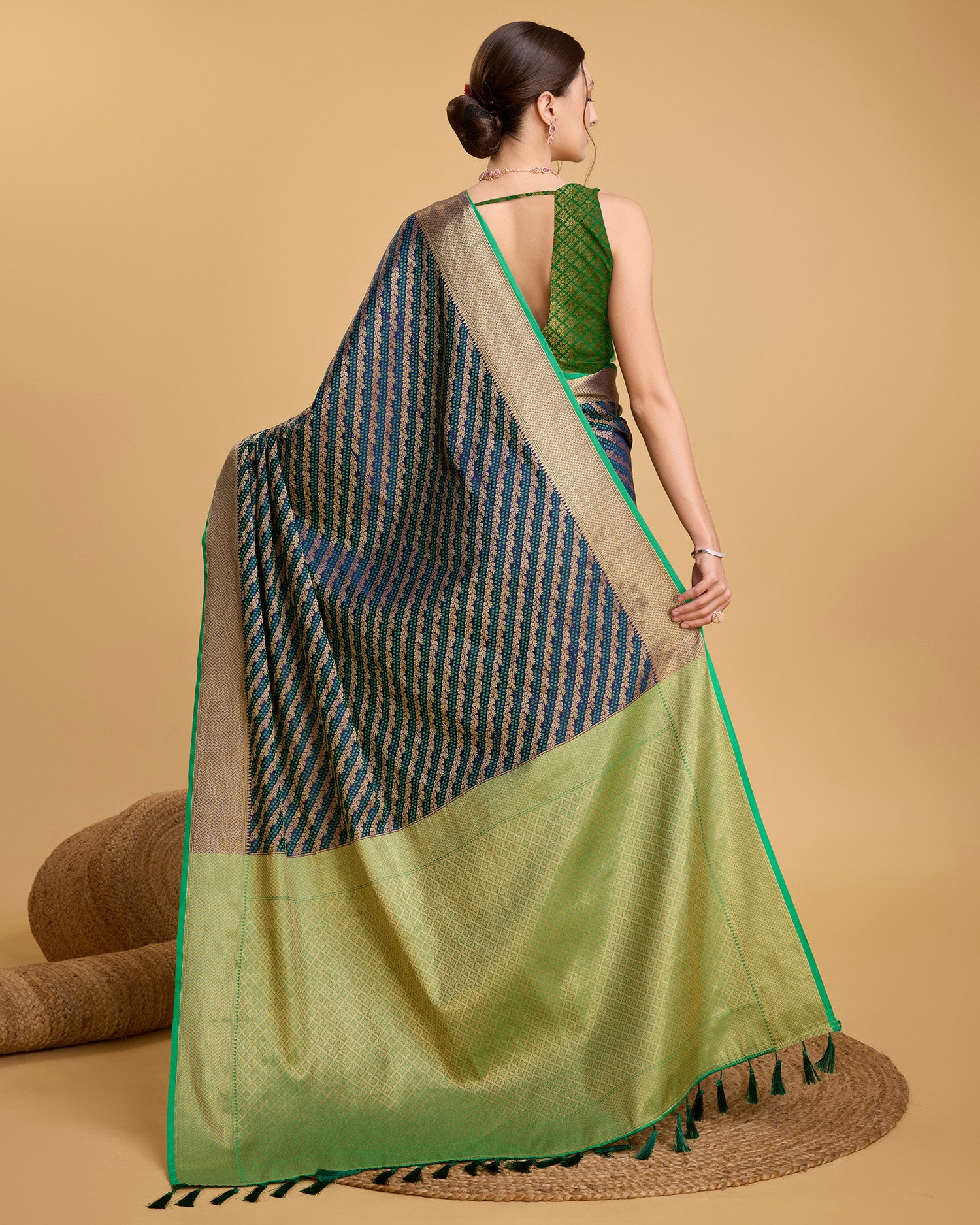 Navy Blue Banarasi Saree – Lightweight Elegance for Weddings & Festive Celebrations