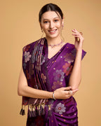 Wine  Pure Jacquard Fabric with Sona Chandi Zari – Perfect for Bridal & Festive Ensembles