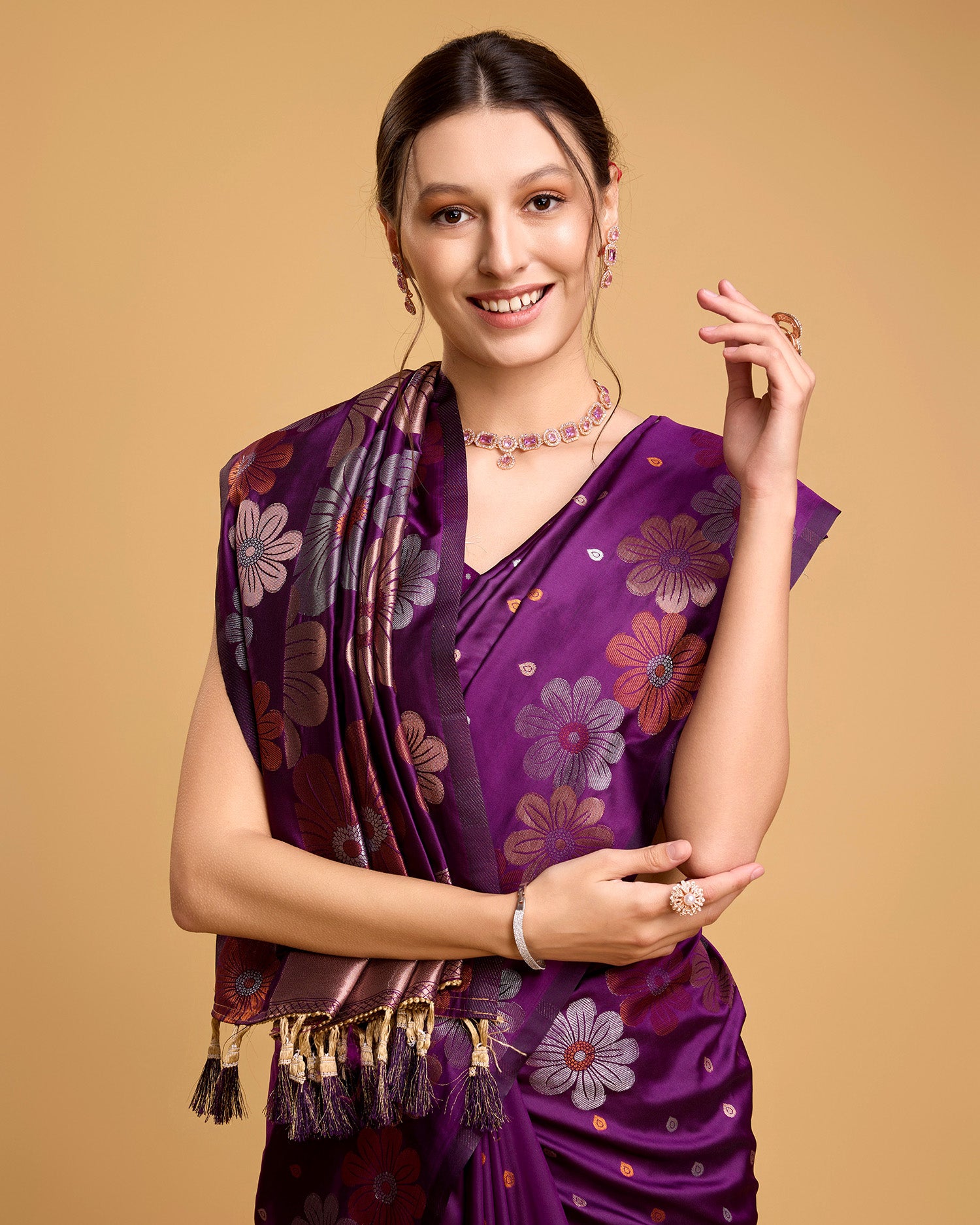 Wine  Pure Jacquard Fabric with Sona Chandi Zari – Perfect for Bridal & Festive Ensembles