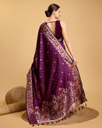 Wine Pure Jacquard Fabric with Sona Chandi Zari – Perfect for Bridal & Festive Ensembles