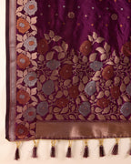 Wine Pure Jacquard Fabric with Sona Chandi Zari – Perfect for Bridal & Festive Ensembles