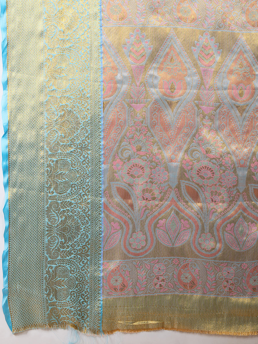 Elegance Redefined: Semi Silk Sky Blue Sarees in Vibrant Shades with Rich Zari Weave