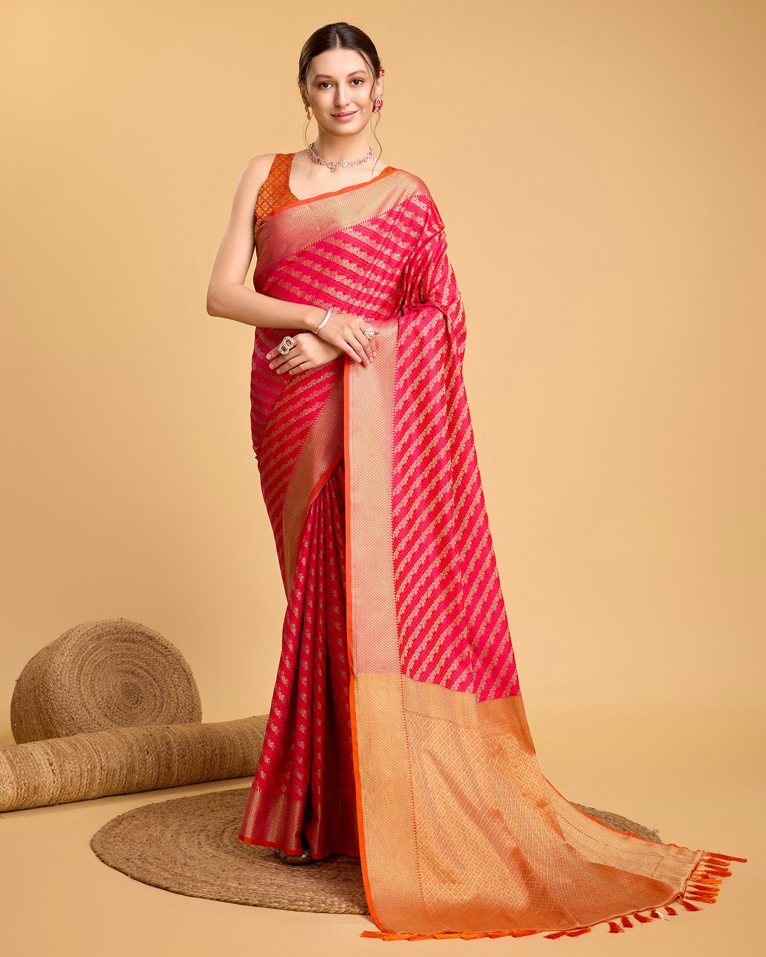 Pink Banarasi Saree – Lightweight Elegance for Weddings & Festive Celebrations