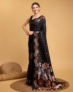Black Pure Jacquard Fabric with Sona Chandi Zari – Perfect for Bridal & Festive Ensembles