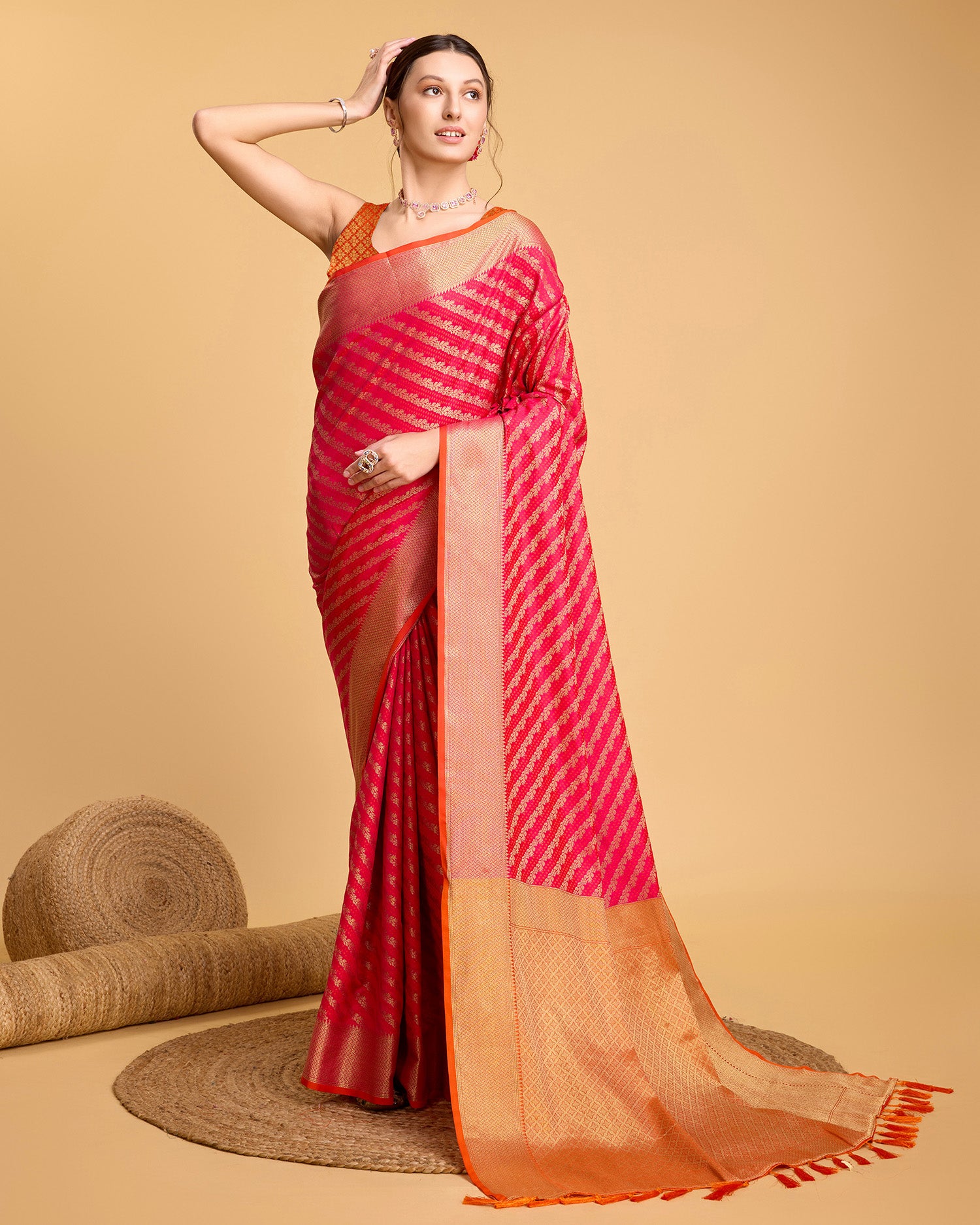 Pink Banarasi Saree – Lightweight Elegance for Weddings & Festive Celebrations