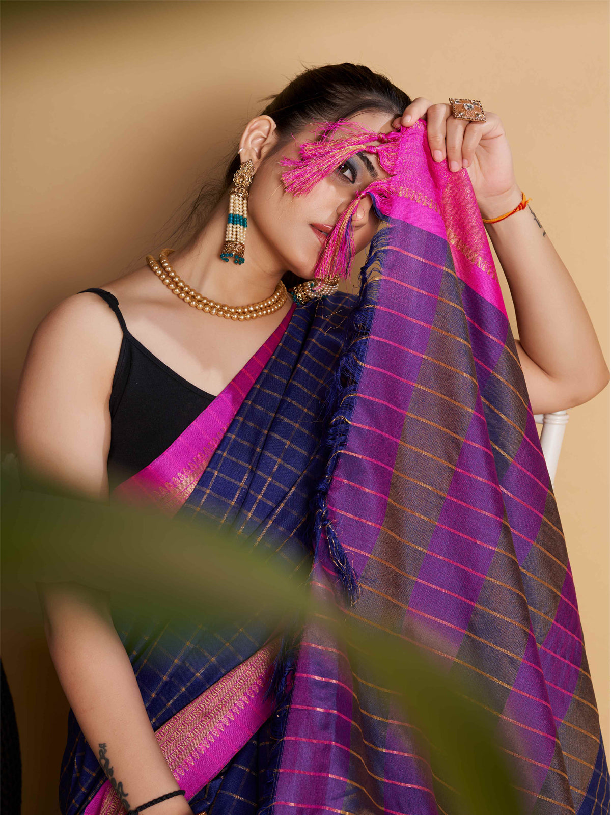 Designer-Inspired Soft Silk Purple Saree with Striking Pallu & Blouse – Perfect for Weddings&Festive