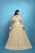 Yellow Women’s Net Embroidered Lehenga Choli Set – Elegant Ethnic Wear for Festive & Wedding Occasions