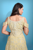 Yellow Women’s Net Embroidered Lehenga Choli Set – Elegant Ethnic Wear for Festive & Wedding Occasions