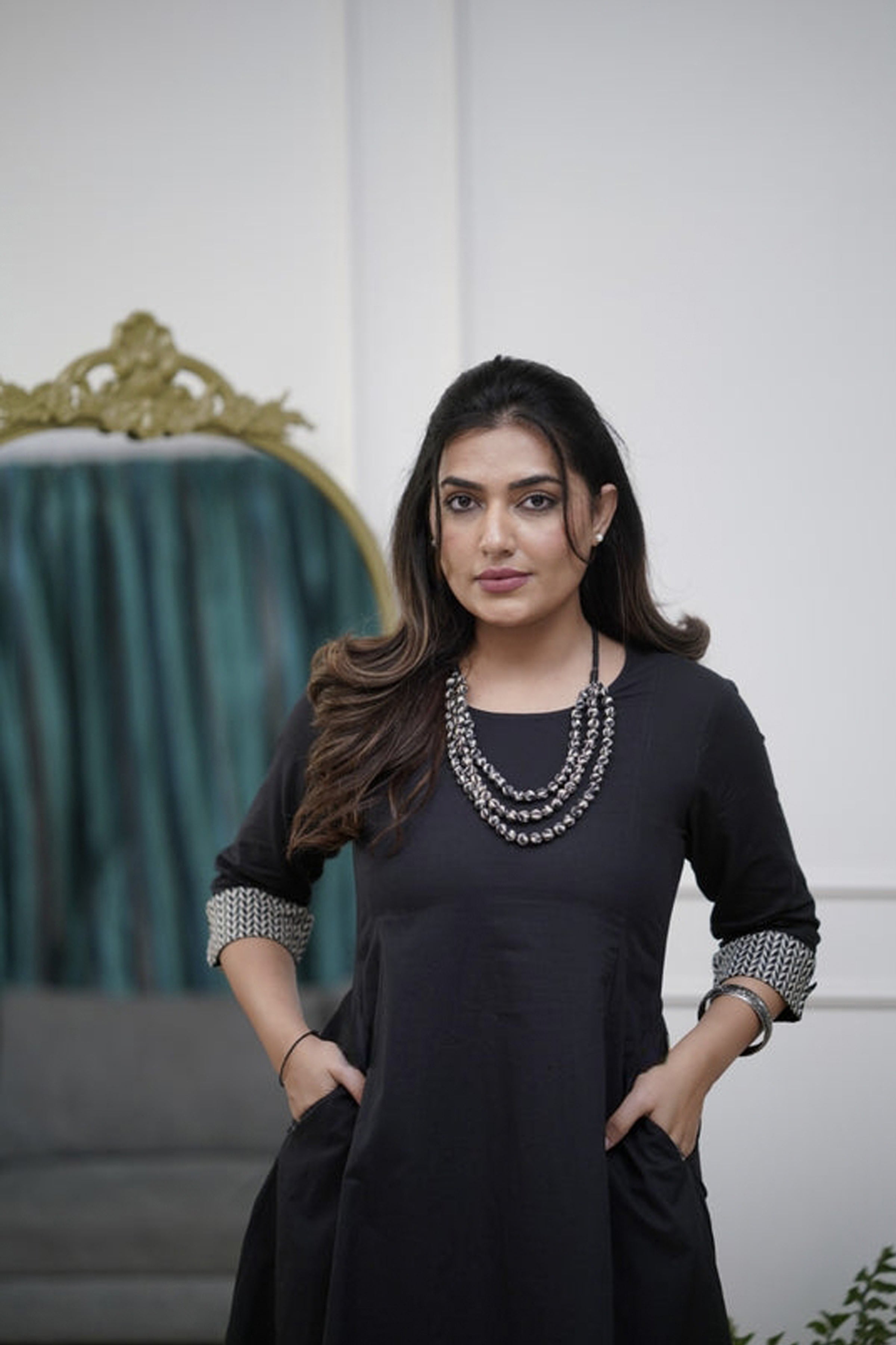 Women’s Black Designer Viscose Rayon Set with Intricate Embroidery