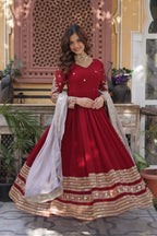Women’s Red Georgette Gown – Elegant Designer Party Wear