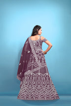 Purple Women’s Net Embroidered Lehenga Choli Set – Elegant Ethnic Wear for Festive & Wedding Occasions