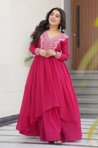 Women’s Pink Georgette Gown – Elegant Designer Party Wear