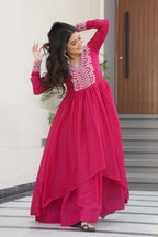 Women’s Pink Georgette Gown – Elegant Designer Party Wear