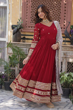 Women’s Red Georgette Gown – Elegant Designer Party Wear