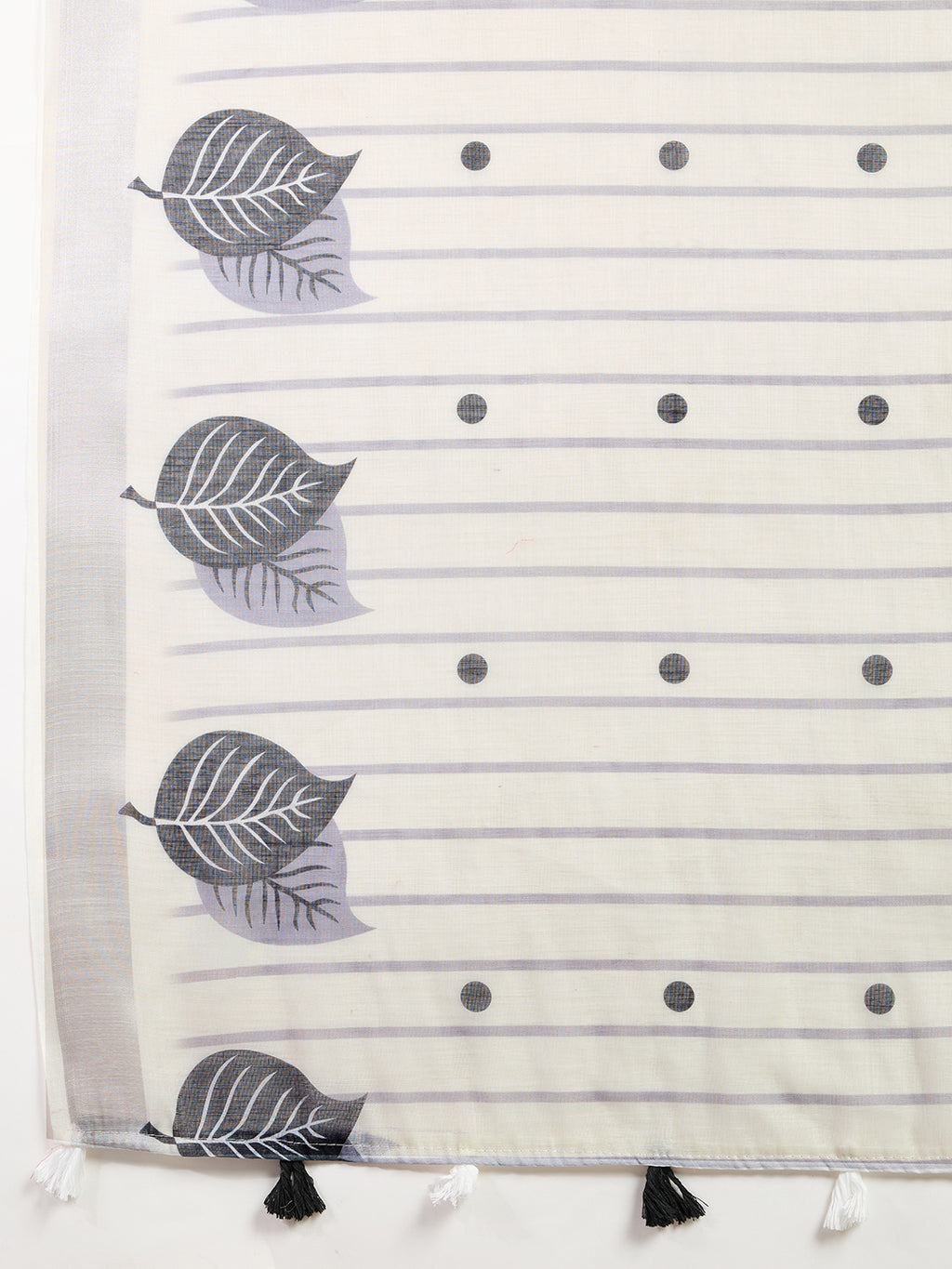 Women's White Color Linen Saree with Jari Border and Blouse Printed All Over Designer