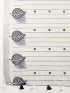 Women's White Color Linen Saree with Jari Border and Blouse Printed All Over Designer
