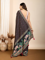 Black Pure Jacquard with Sona Chandi Zari – A Luxe Weave for Wedding & Festive Couture