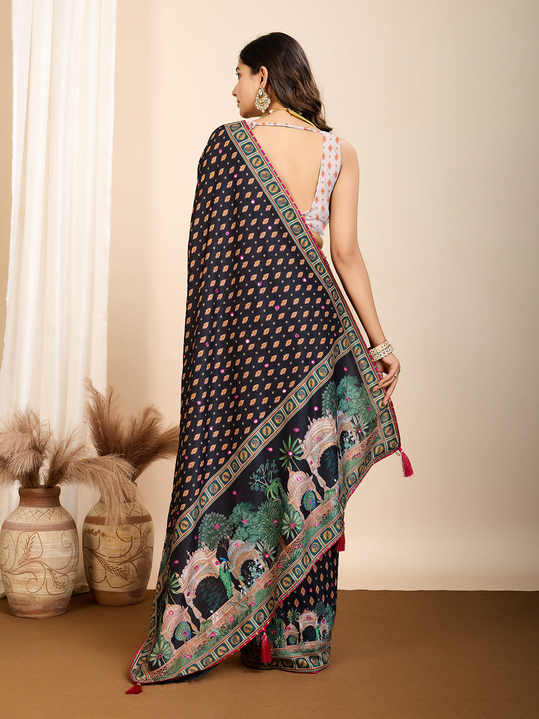 Black Pure Jacquard with Sona Chandi Zari – A Luxe Weave for Wedding & Festive Couture