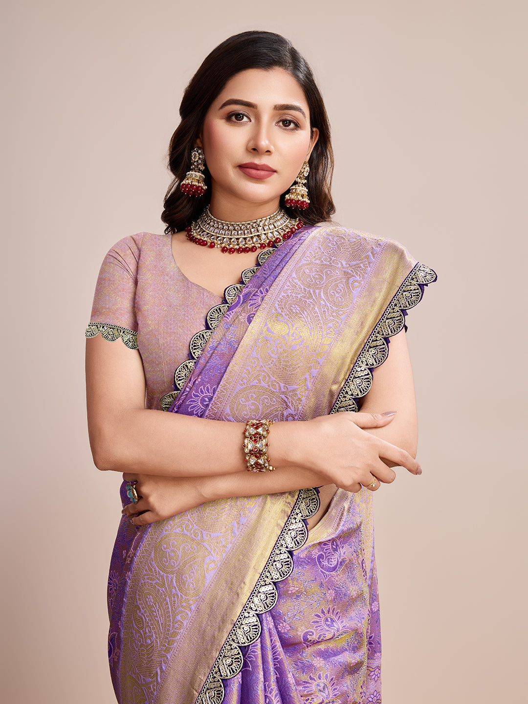 Tradition in Every Thread: Exquisite Kanjivaram Silk Purple Saree Collection