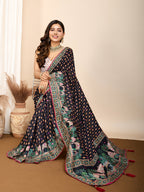 Black Pure Jacquard with Sona Chandi Zari – A Luxe Weave for Wedding & Festive Couture