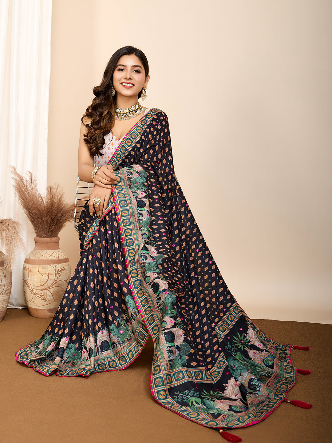 Black Pure Jacquard with Sona Chandi Zari – A Luxe Weave for Wedding & Festive Couture