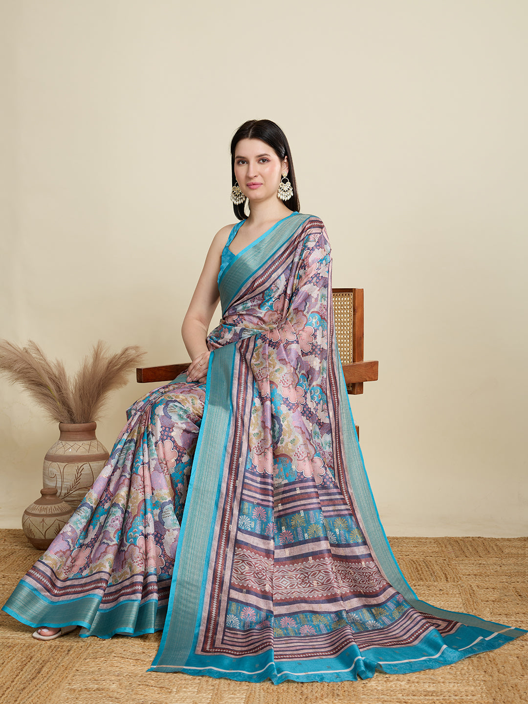 Soft, Breathable & Celebration-Ready: Semi Cotton Sky Blue Sarees with Butti & Jacquard Elegance