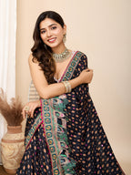 Black Pure Jacquard with Sona Chandi Zari – A Luxe Weave for Wedding & Festive Couture