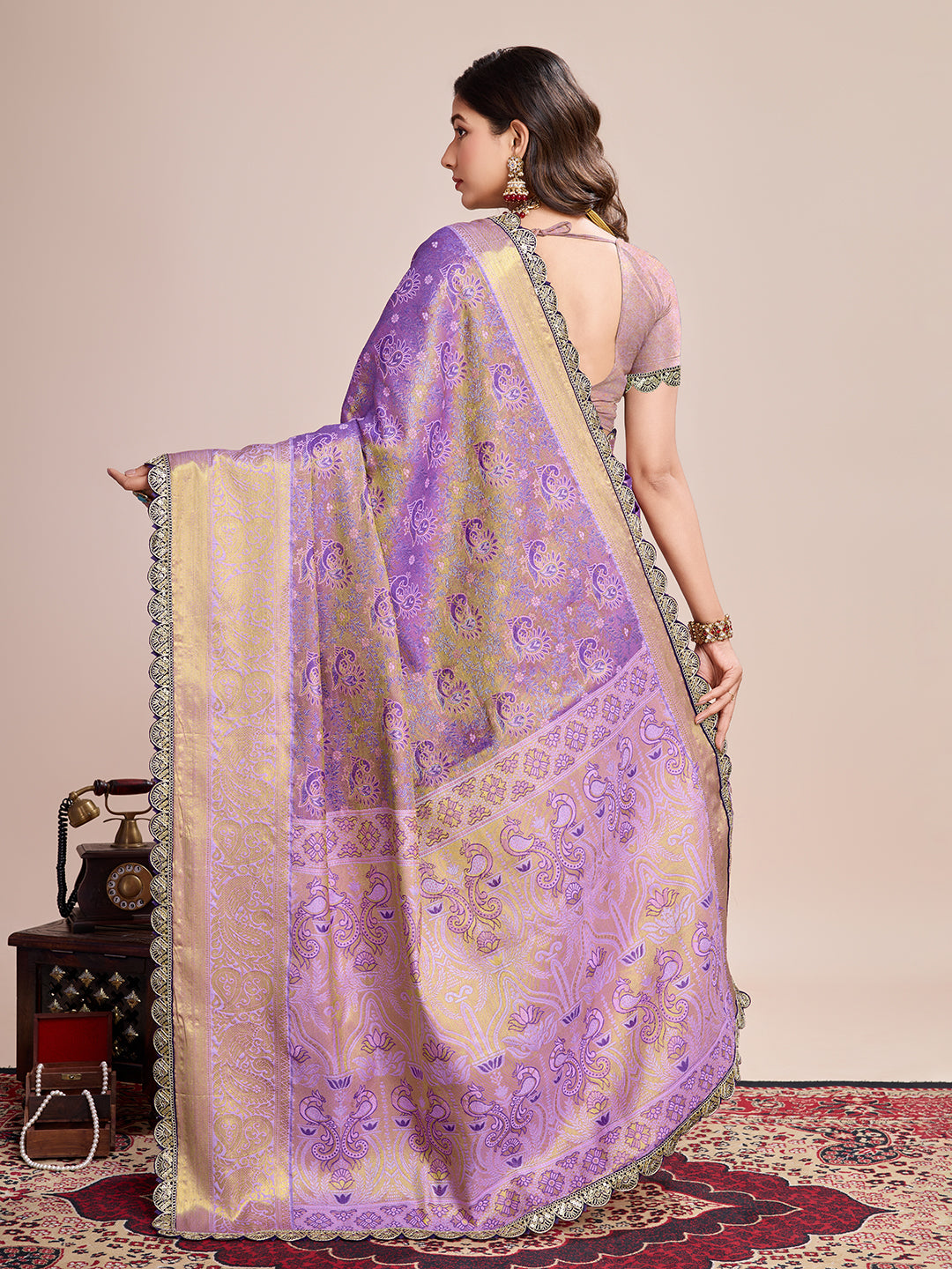 Tradition in Every Thread: Exquisite Kanjivaram Silk Purple Saree Collection