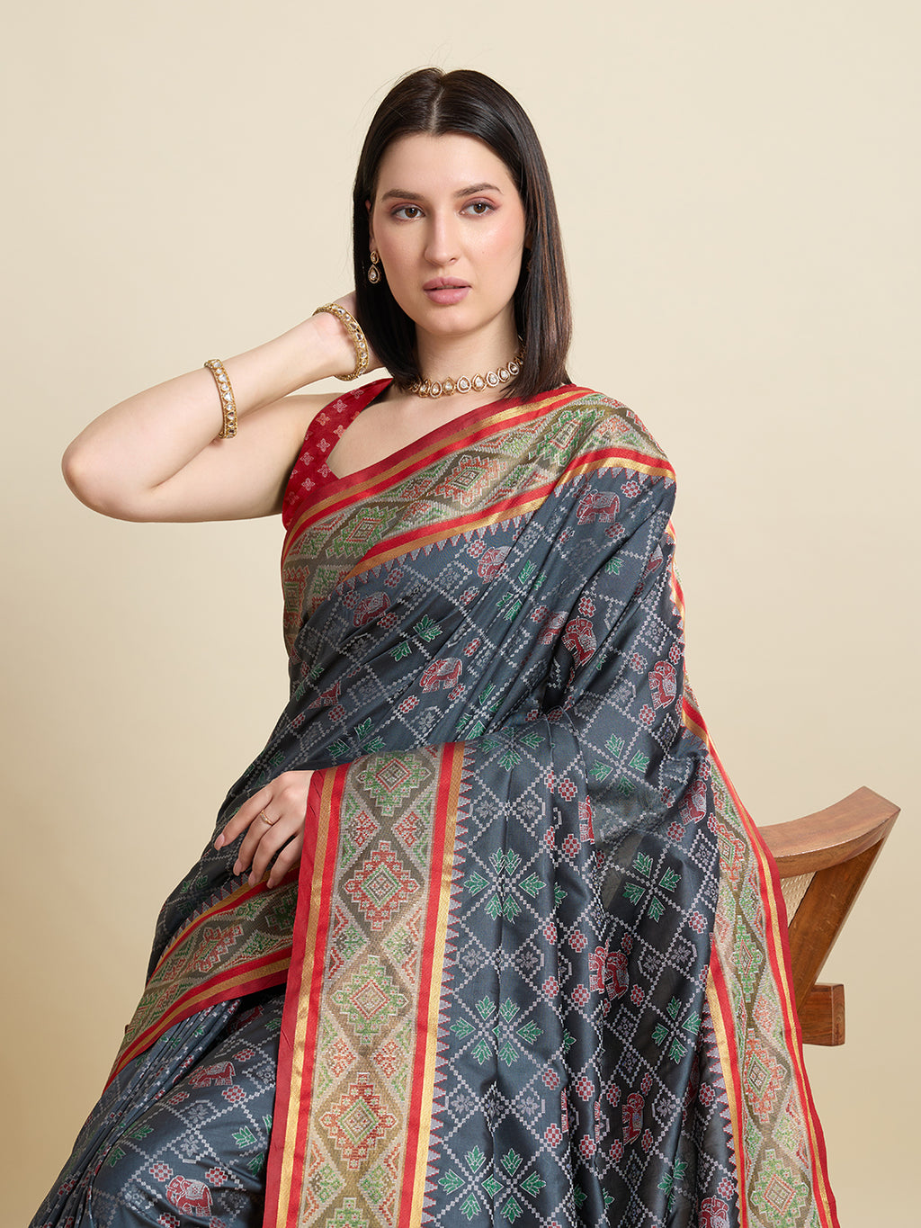 Banarasi Elegance in Breathable Semi Silk Grey Saree –For All Wedding Celebrations