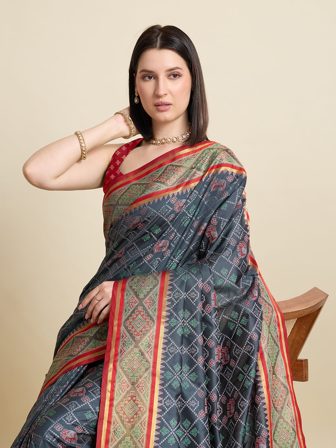 Banarasi Elegance in Breathable Semi Silk Grey Saree –For All Wedding Celebrations
