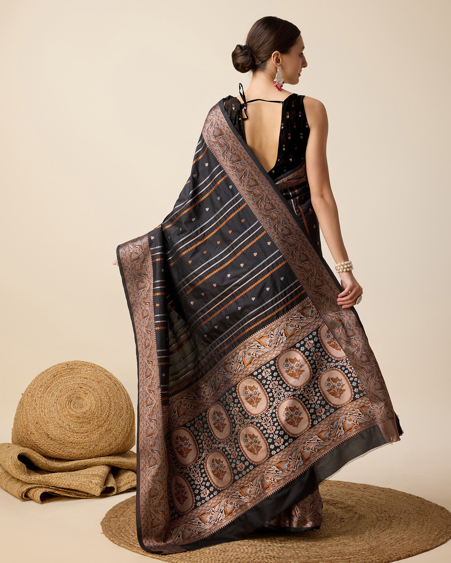 Black Pure Jacquard with Sona Chandi Zari – A Luxe Weave for Wedding & Festive Couture