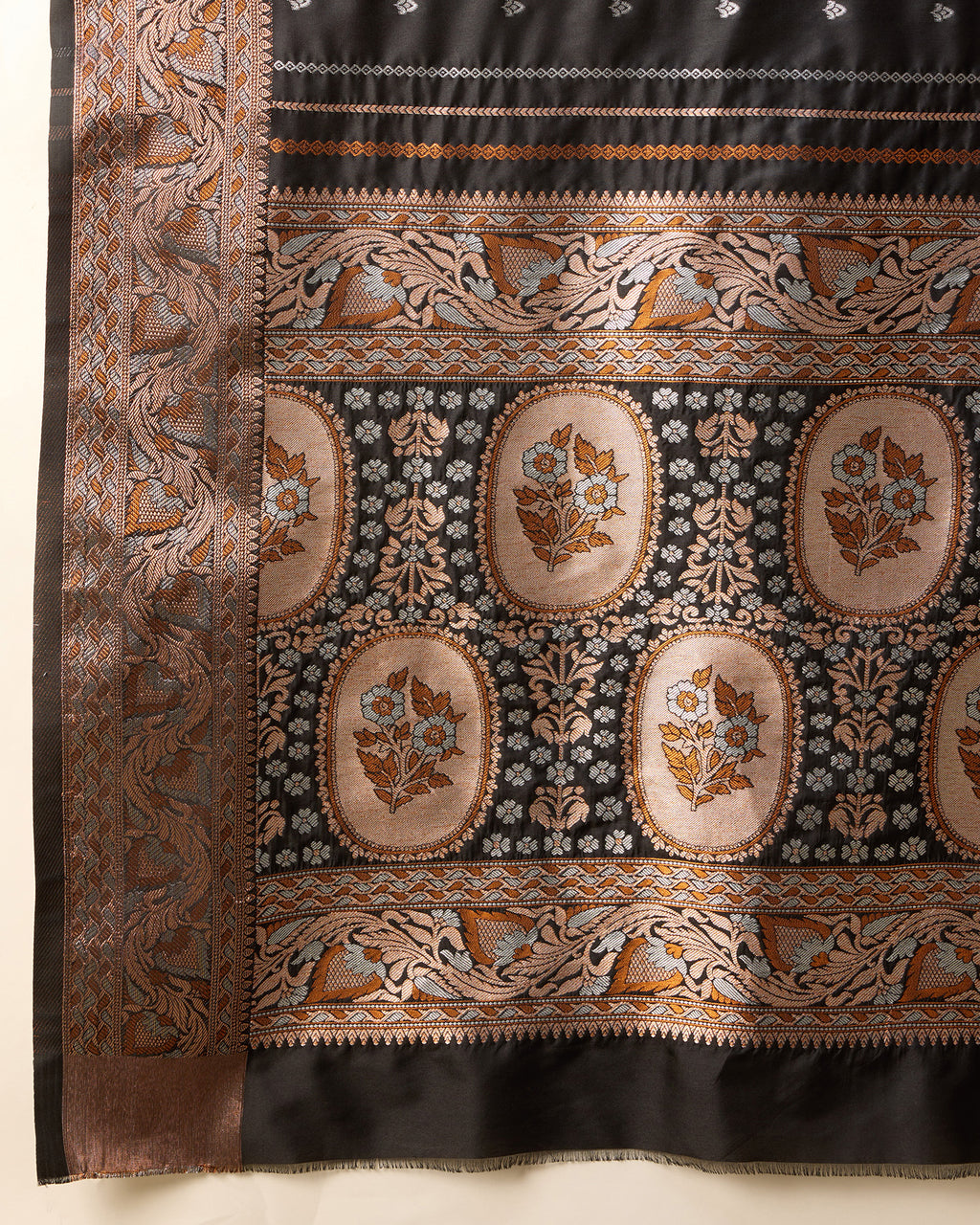Black Pure Jacquard with Sona Chandi Zari – A Luxe Weave for Wedding & Festive Couture