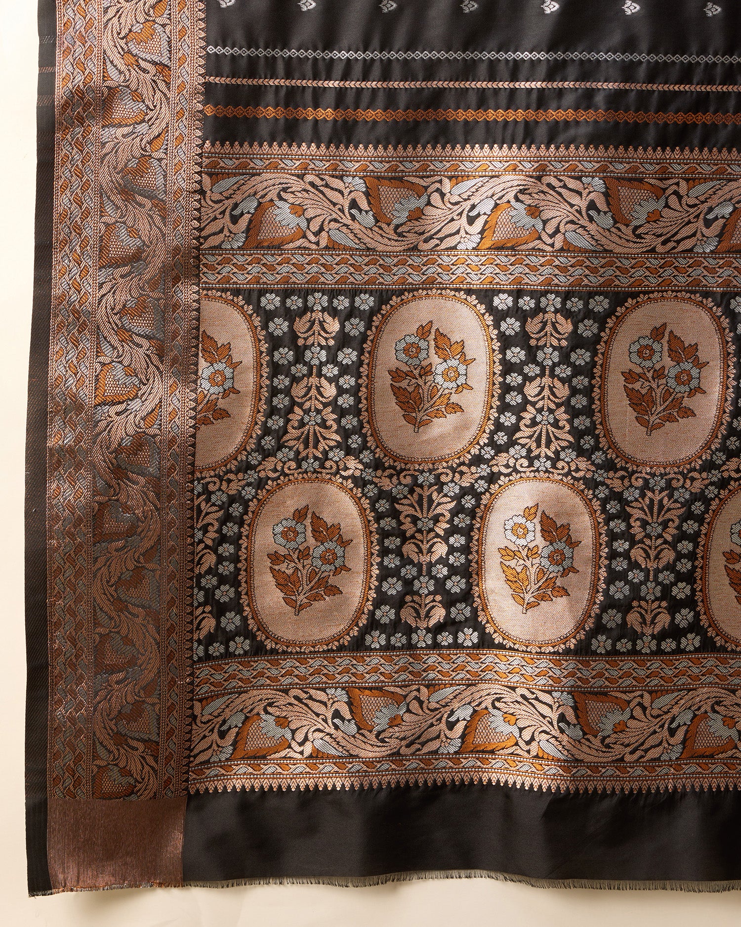 Black Pure Jacquard with Sona Chandi Zari – A Luxe Weave for Wedding & Festive Couture