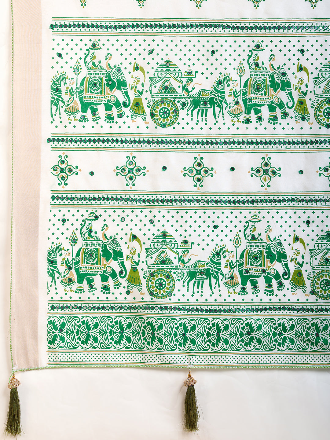 Green Semi-Cotton Saree with Zari Border – Soft, Traditional & Elegant