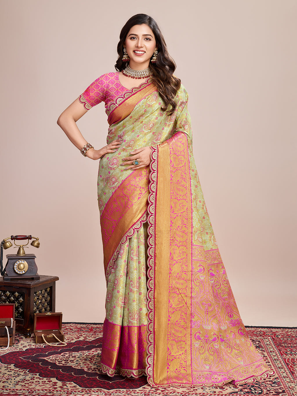 Tradition in Every Thread: Exquisite Kanjivaram Silk Green Saree Collection