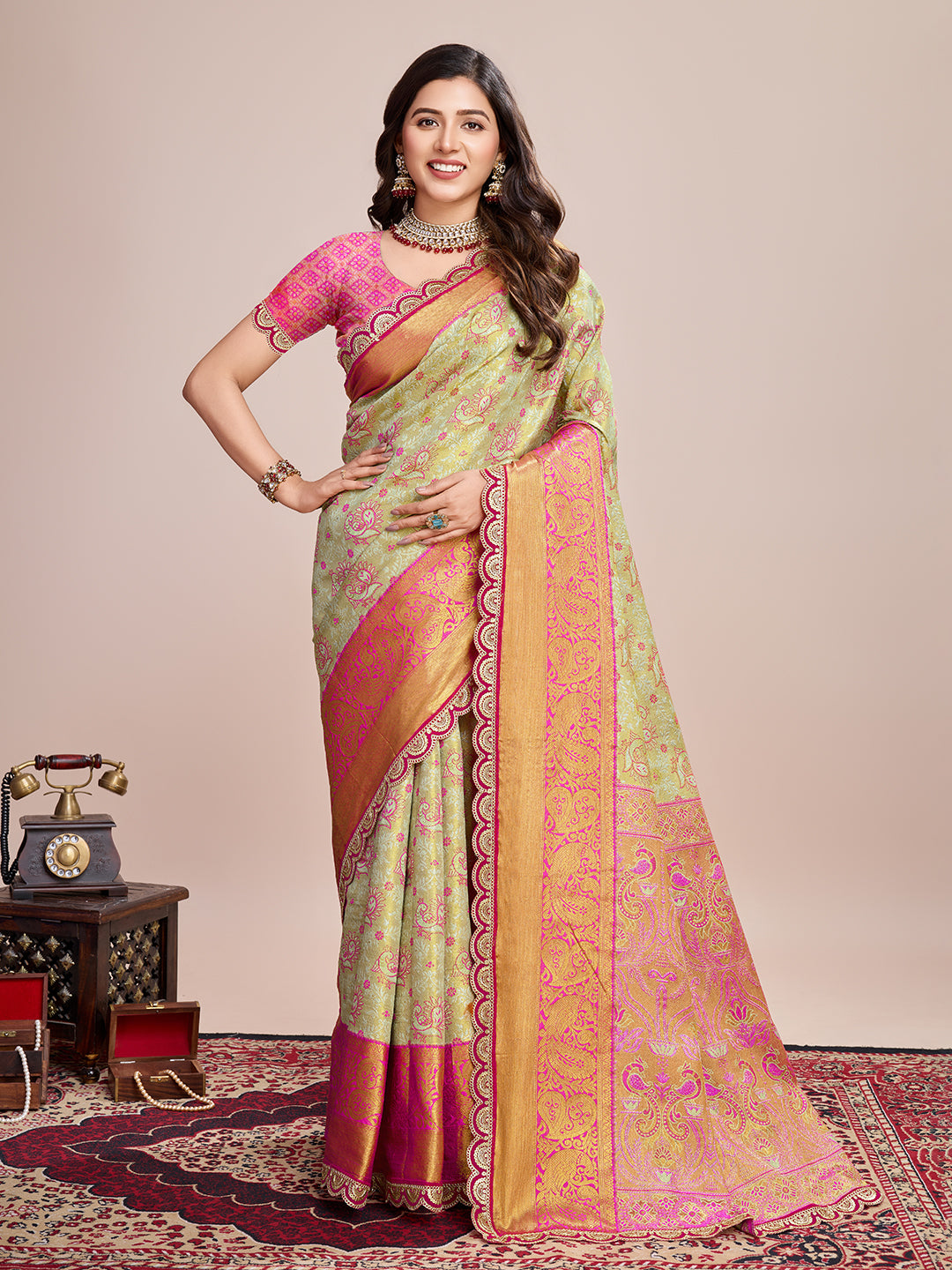 Tradition in Every Thread: Exquisite Kanjivaram Silk Green Saree Collection