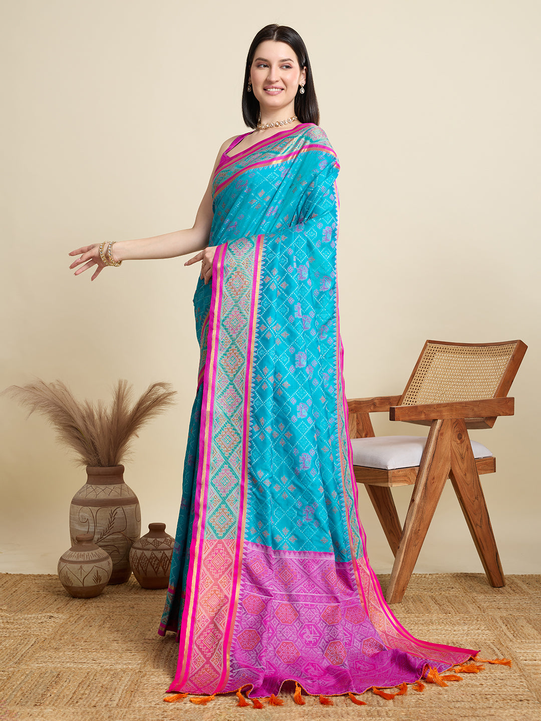 Banarasi Elegance in Breathable Semi Silk Blue Saree –For All Wedding Celebrations