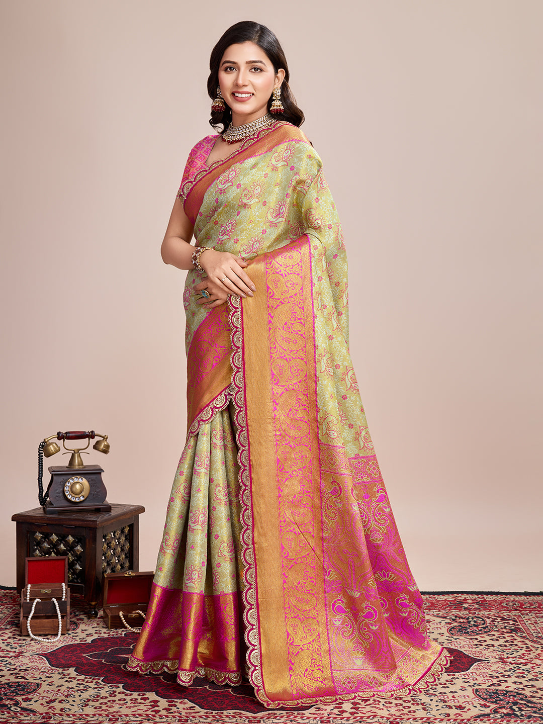 Tradition in Every Thread: Exquisite Kanjivaram Silk Green Saree Collection