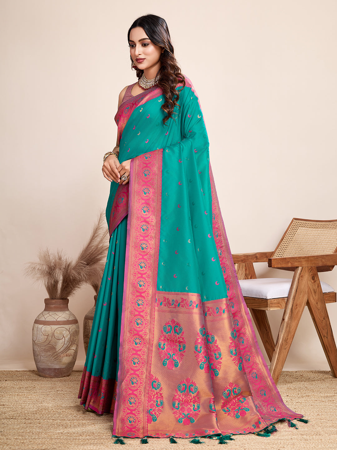 Be Wedding & Festive Ready with Our New PURE Jacquard Rama green Saree Collection