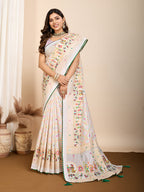 White Pure Jacquard with Sona Chandi Zari – A Luxe Weave for Wedding & Festive Couture