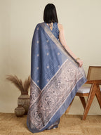 Soft, Breathable & Celebration-Ready: Semi Cotton Grey Sarees with Butti & Jacquard Elegance