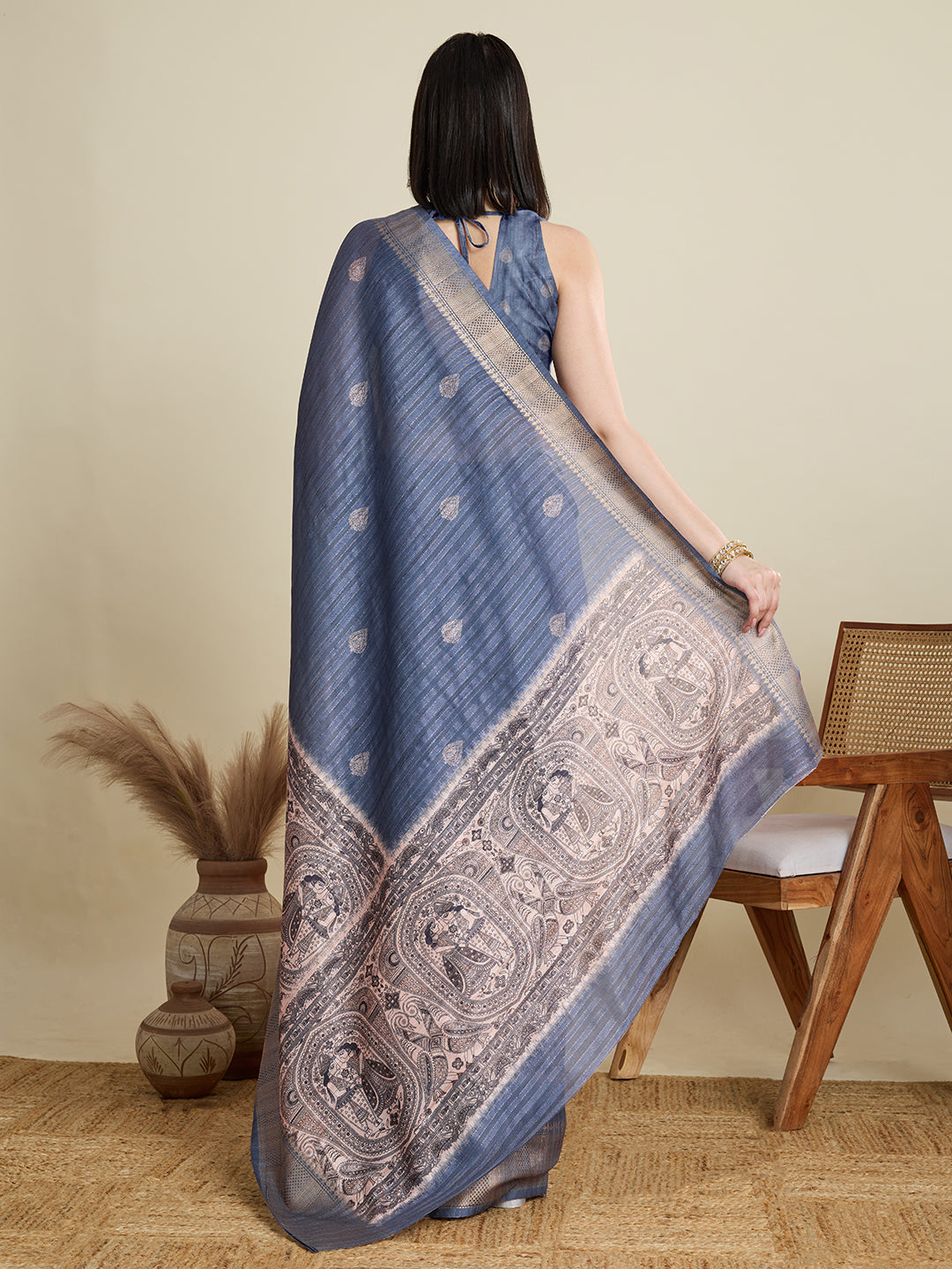 Soft, Breathable & Celebration-Ready: Semi Cotton Grey Sarees with Butti & Jacquard Elegance