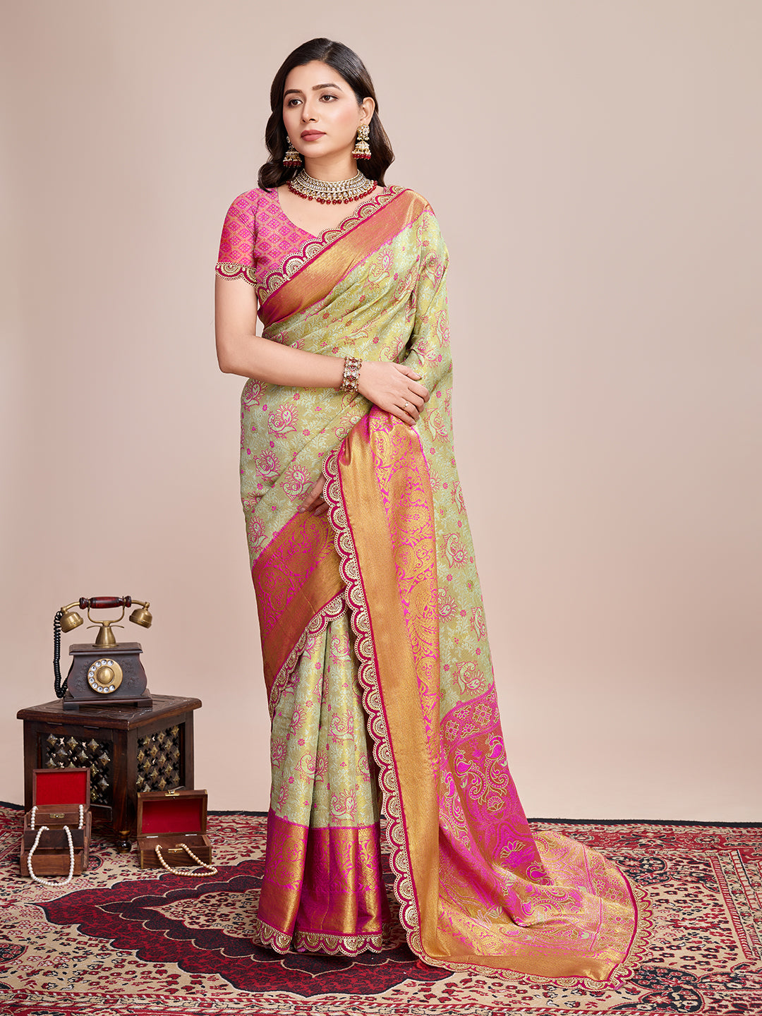 Tradition in Every Thread: Exquisite Kanjivaram Silk Green Saree Collection