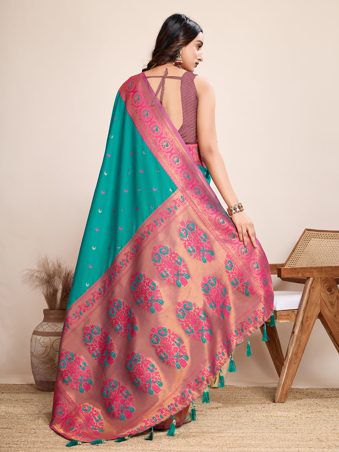 Be Wedding & Festive Ready with Our New PURE Jacquard Rama green Saree Collection