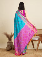 Banarasi Elegance in Breathable Semi Silk Blue Saree –For All Wedding Celebrations