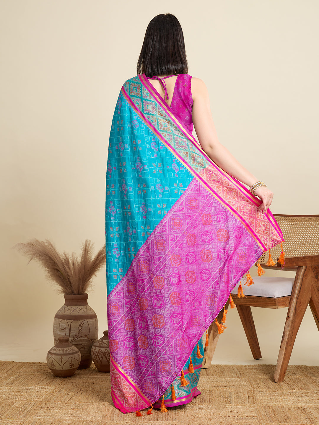 Banarasi Elegance in Breathable Semi Silk Blue Saree –For All Wedding Celebrations