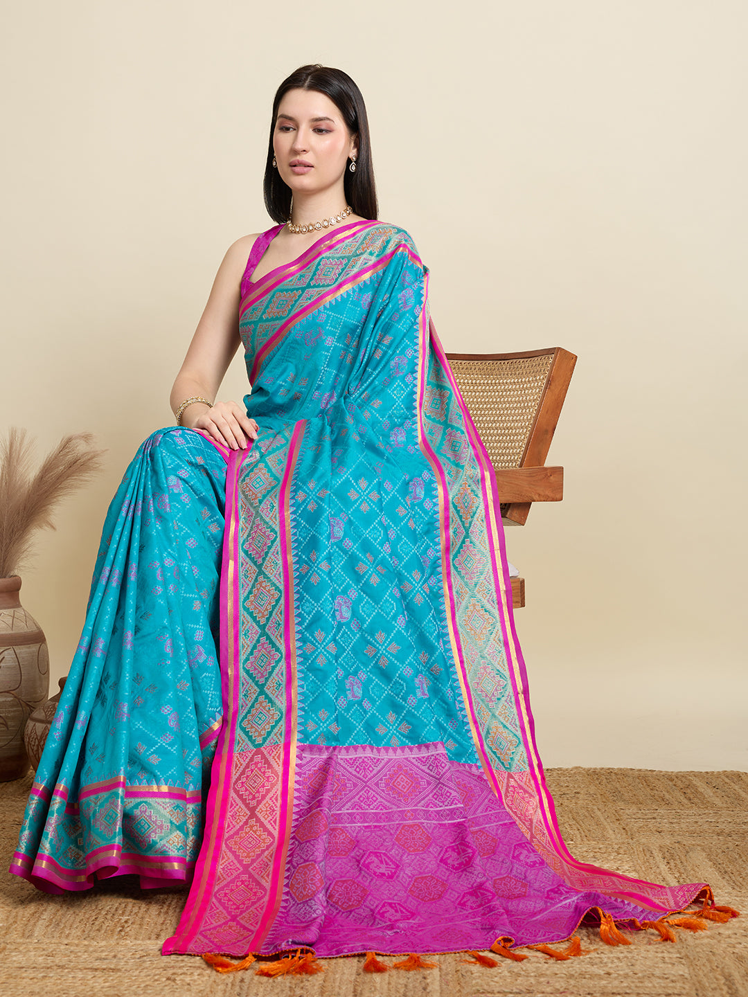 Banarasi Elegance in Breathable Semi Silk Blue Saree –For All Wedding Celebrations