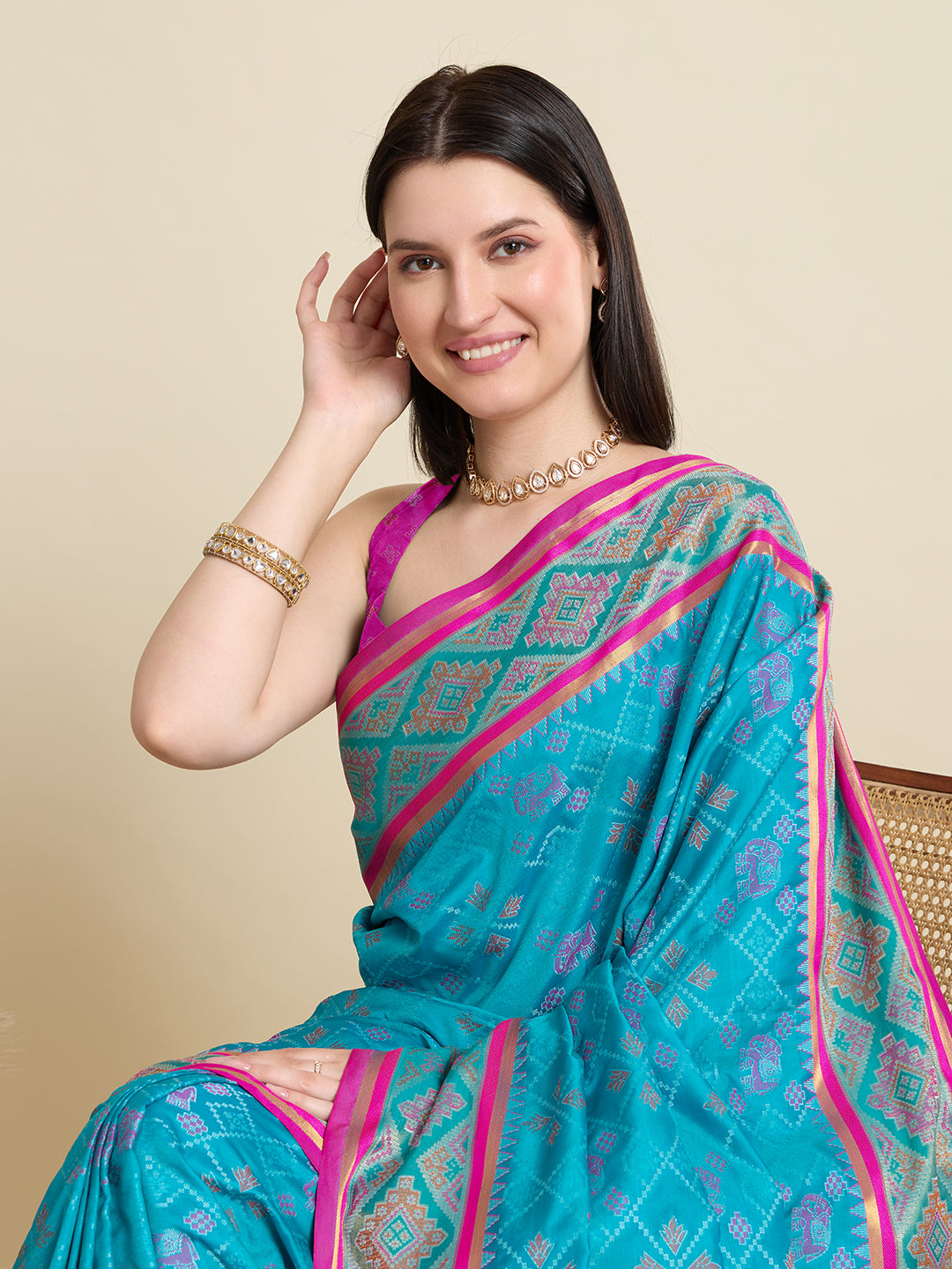 Banarasi Elegance in Breathable Semi Silk Blue Saree –For All Wedding Celebrations