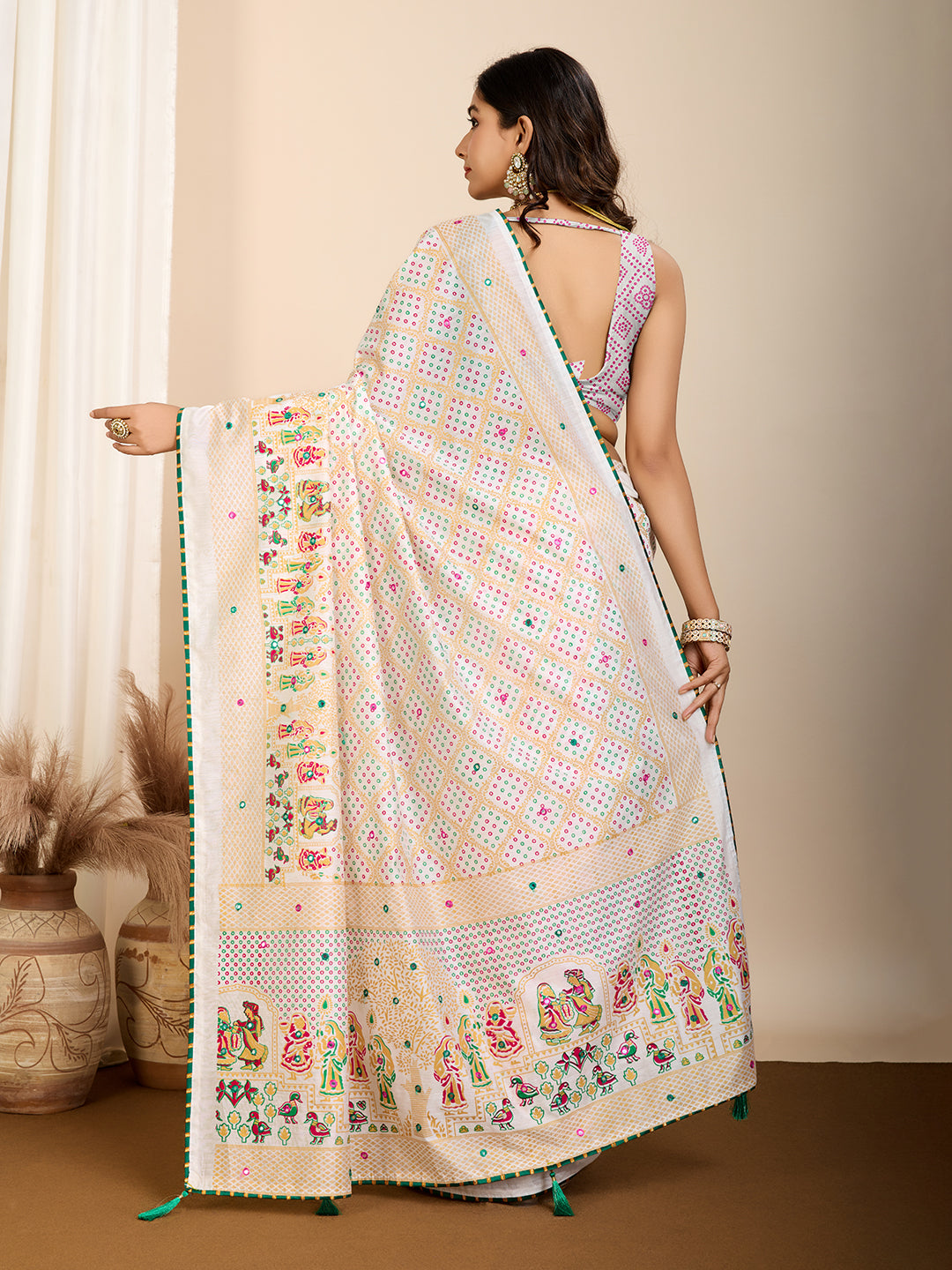 White Pure Jacquard with Sona Chandi Zari – A Luxe Weave for Wedding & Festive Couture