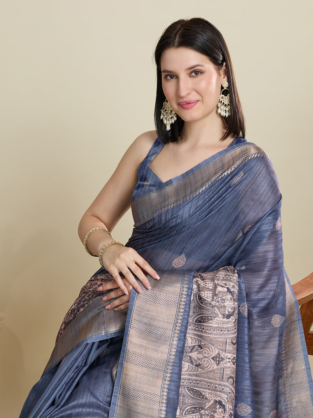 Soft, Breathable & Celebration-Ready: Semi Cotton Grey Sarees with Butti & Jacquard Elegance